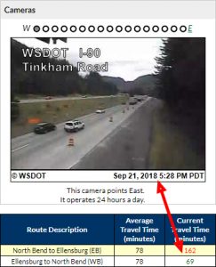 I-90 Snoqualmie Pass extended drive time